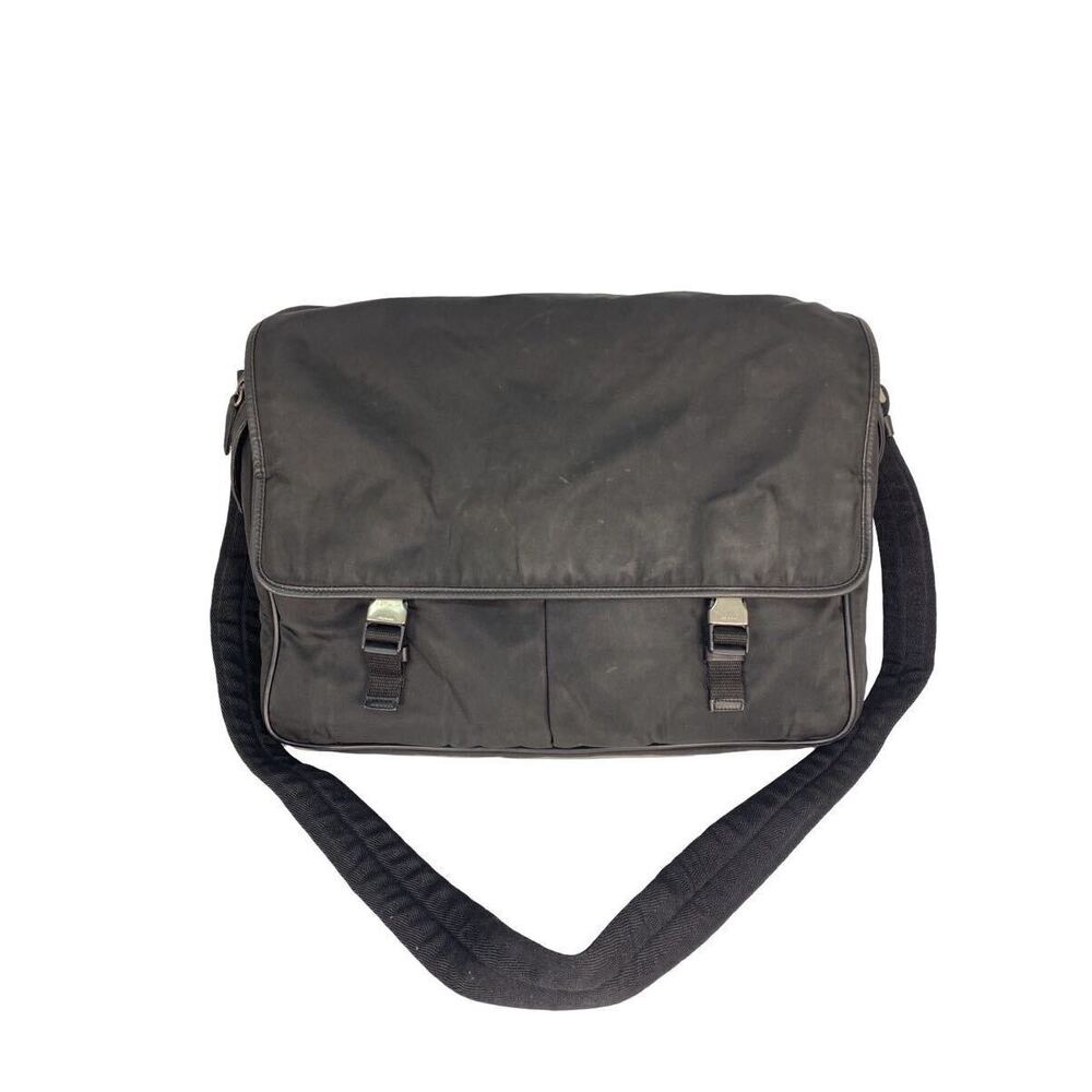 Prada Tessuto messenger bag black Saffiano leather